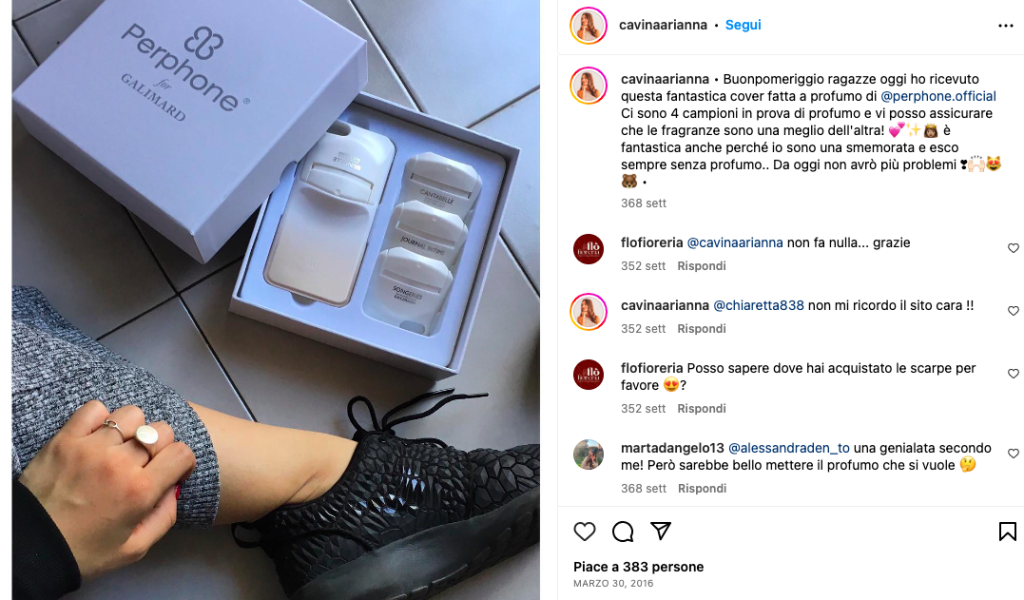 Esempio profilo Instagram collaborazione con i brand