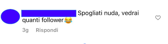 Commento ricevuto su Instagram da Arianna Cavina